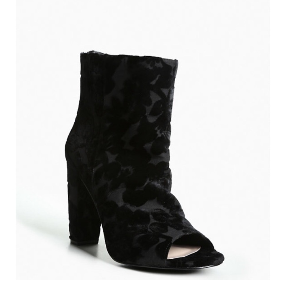 Floral velvet booties